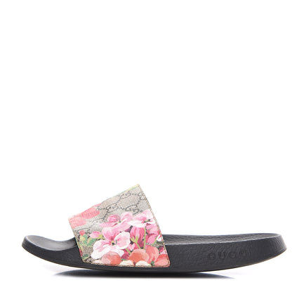 Gucci GG Supreme Monogram Blooms Slide Sandals 37 Beige Multicolor 1 of 8