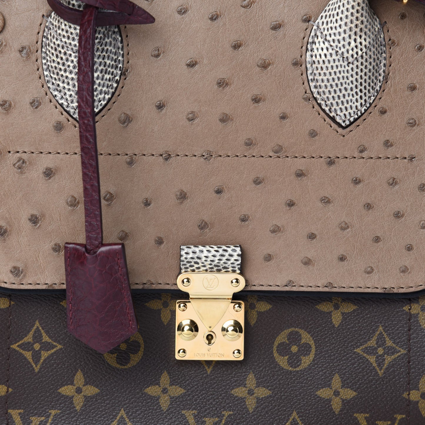 Monogram Ostrich Lizard Majestueux PM Bordeaux