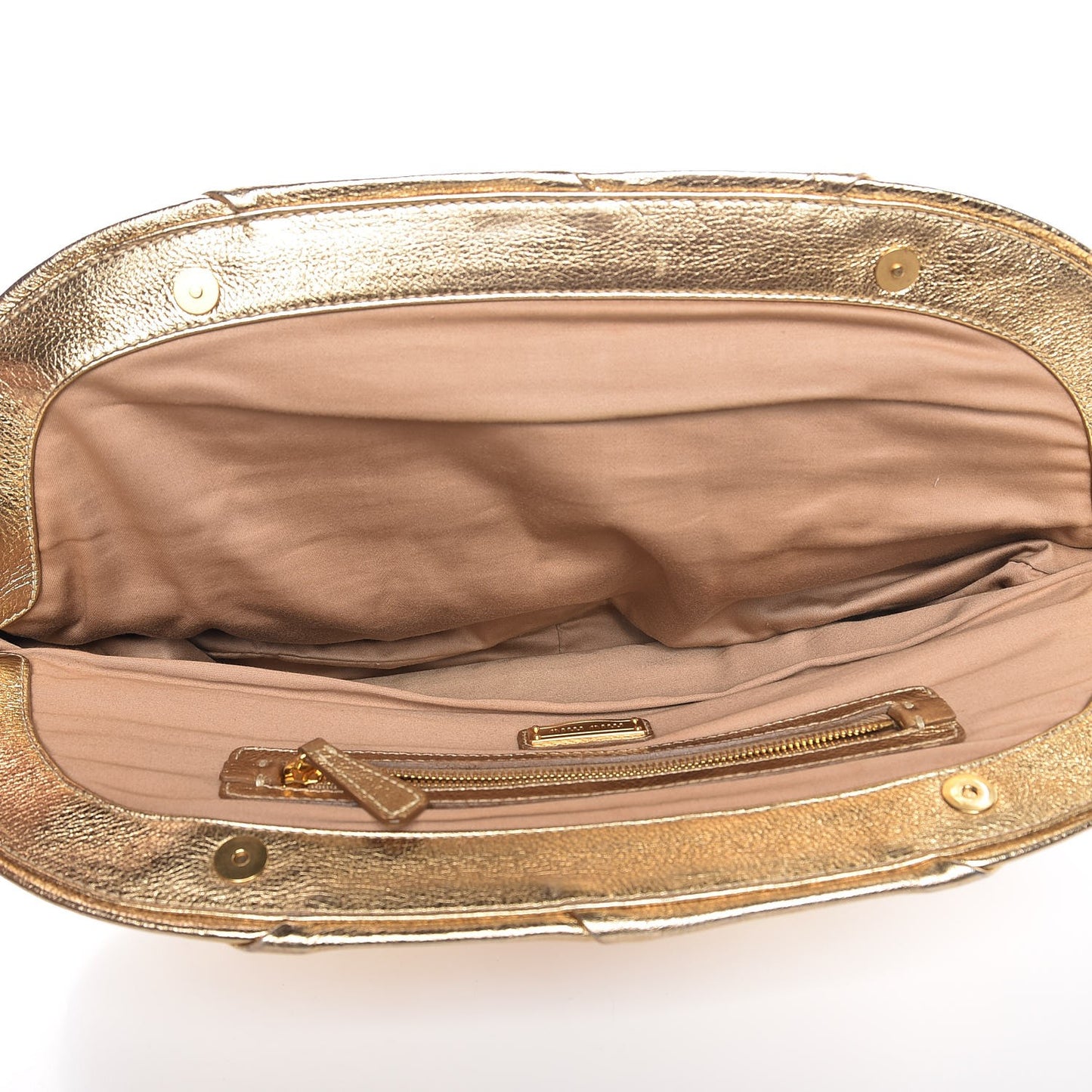 Metallic Soft Calfskin Oversized Clutch Gold