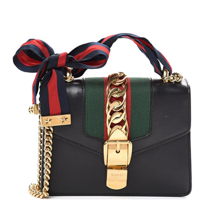 Gucci Calfskin Mini Sylvie Chain Shoulder Bag Black 1 of 18