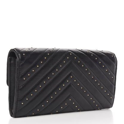 Chanel Sheepskin Chevron Quilted Studded Reissue Flap Wallet Black 3 of 9