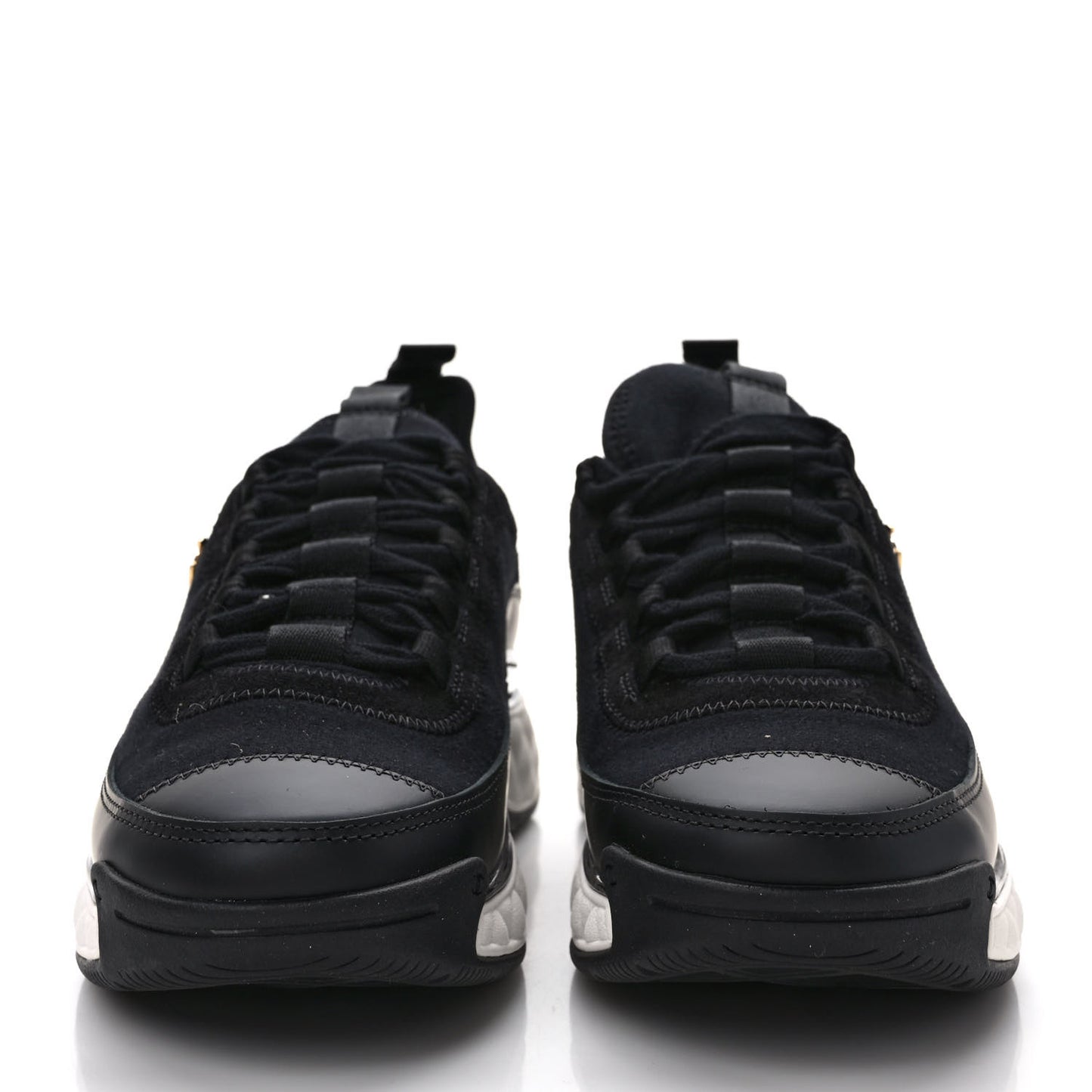 Velvet Calfskin Mixed Fibers CC Sneakers 36 Black