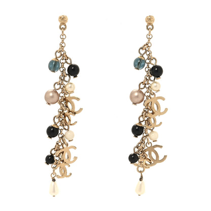 Chanel Pearl Bead CC Drop Earrings Gold 1 of 5