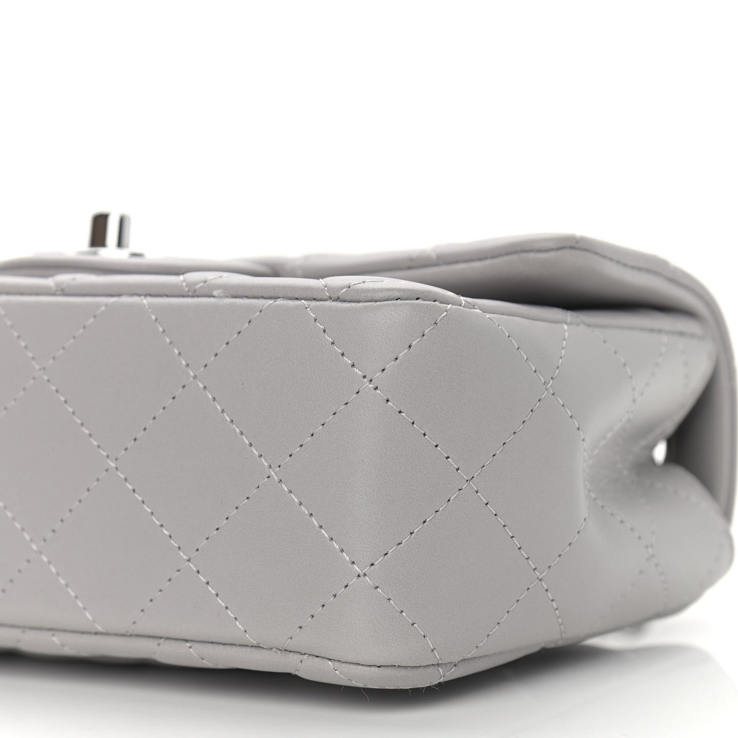 Lambskin Quilted Mini Rectangular Flap Grey