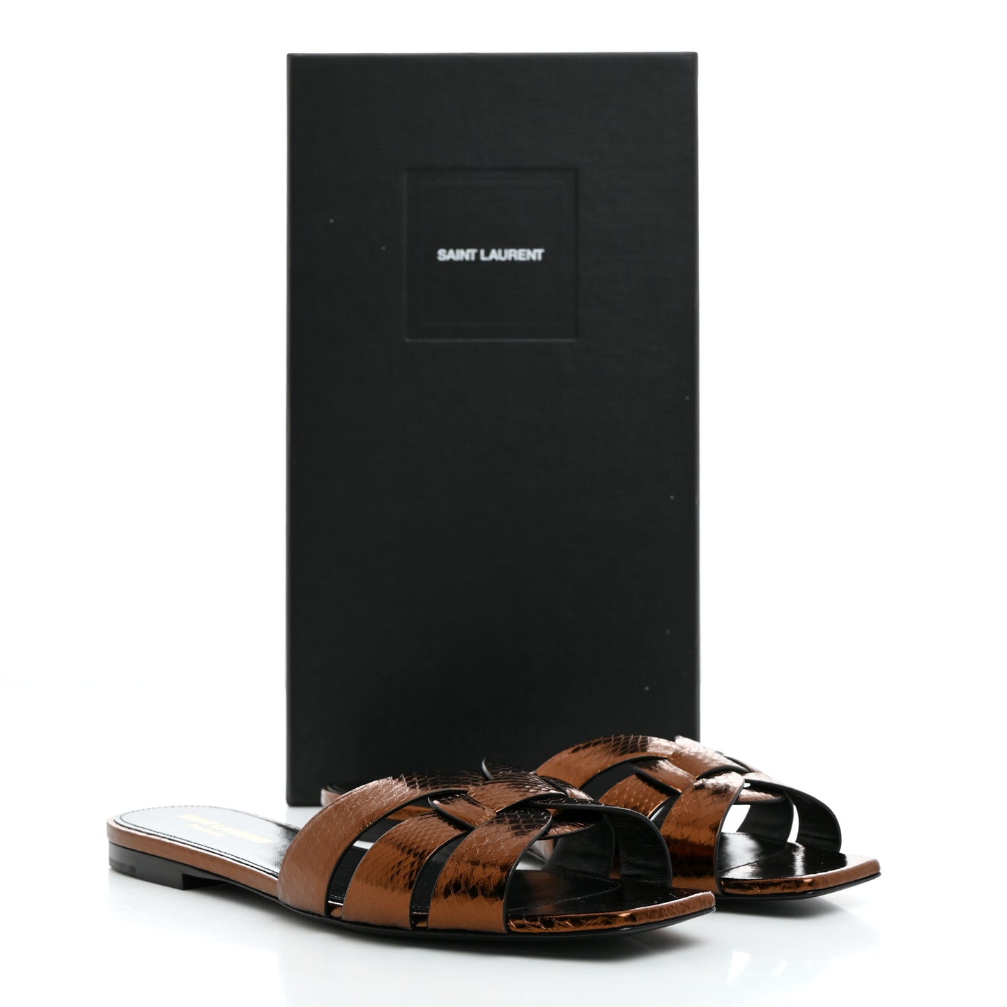 Metallic Snakeskin Tribute 05 Slide Sandals 37.5 Kanyon Bronze