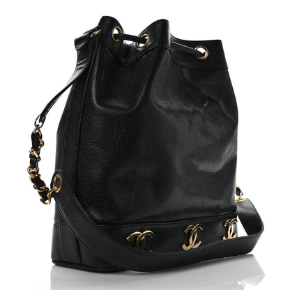 Chanel Caviar CC Drawstring Shoulder Bag Black 2 of 8