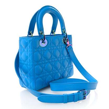 Christian Dior Lambskin Cannage Small Lady Dior Bright Blue 3 of 11
