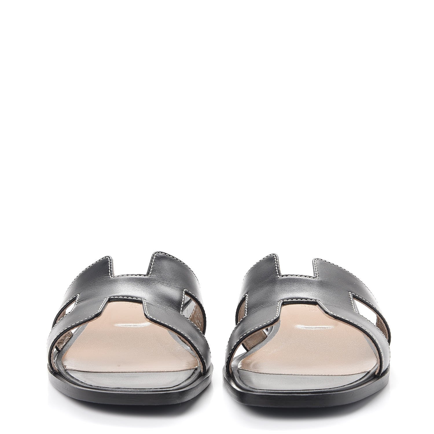 Hermes Box Calfskin Oran Sandals 38 Black 2 of 14