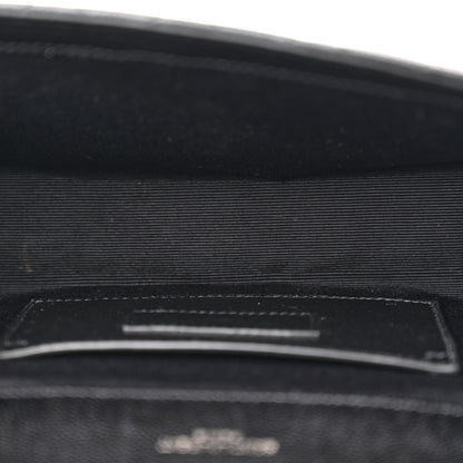 Saint Laurent Grain De Poudre Textured Mixed Matelasse Triquilt Small Monogram Monochrome Satchel Black 5 of 12