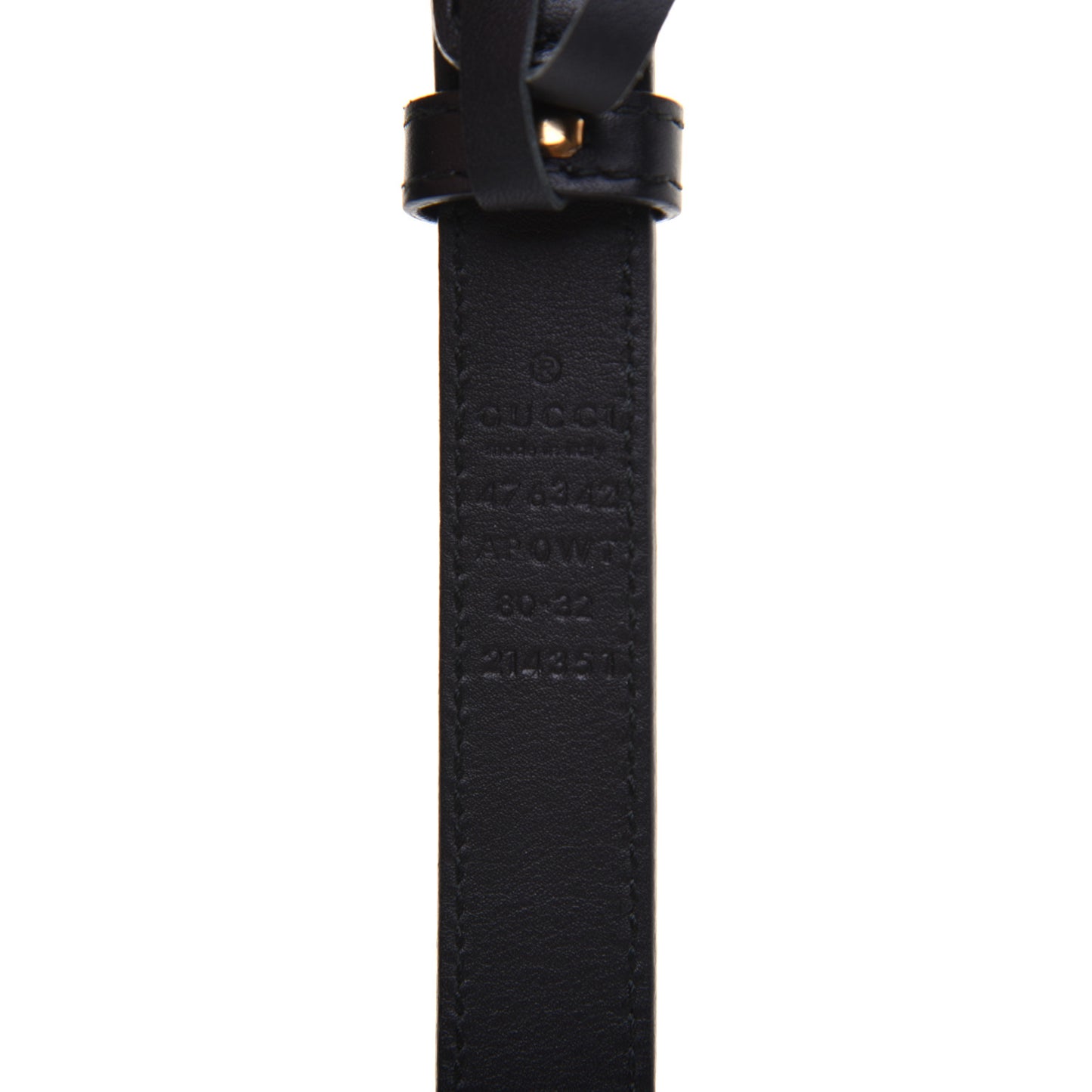 Moon Calfskin Pearl Double G 20mm Belt 80 32 Black Cream