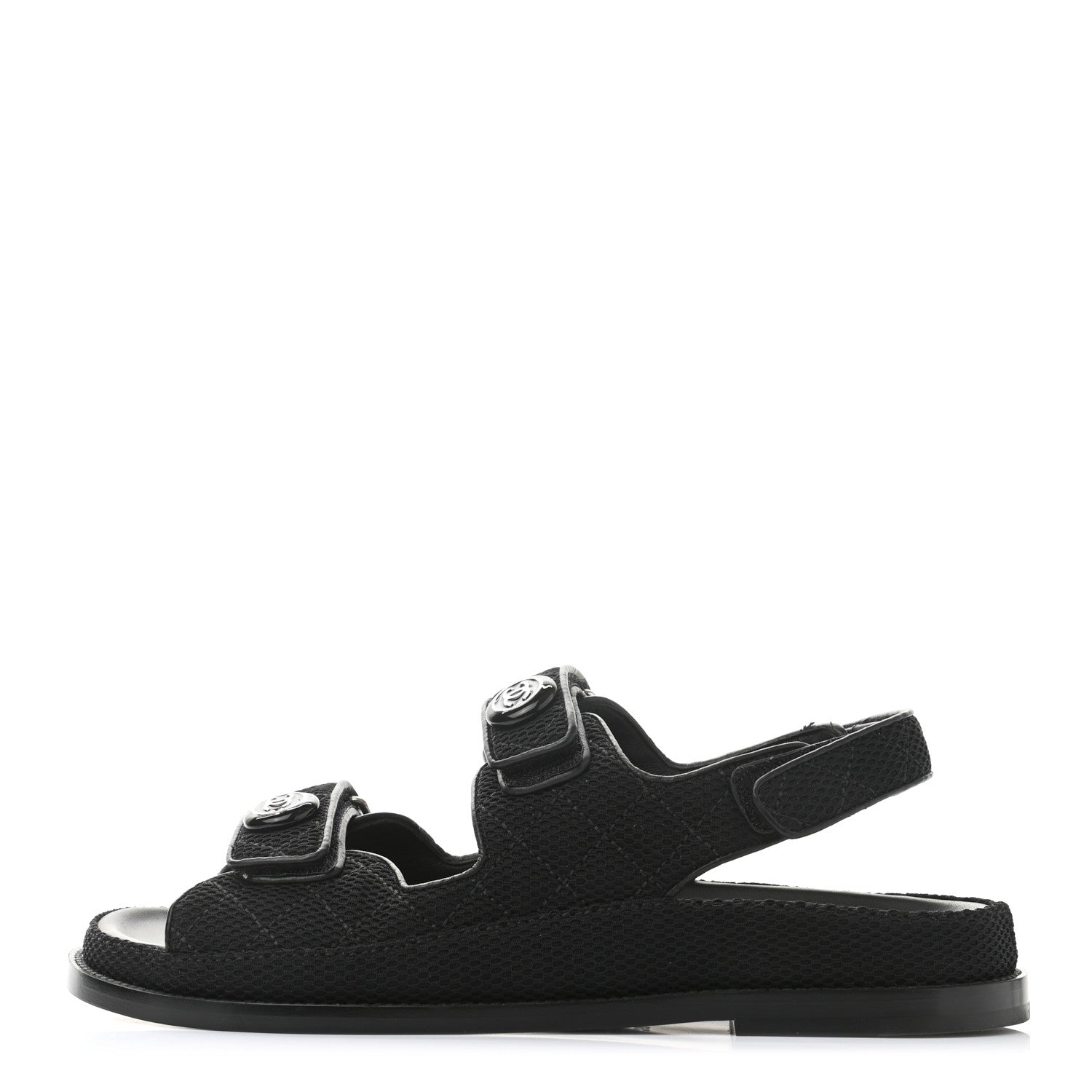 Chanel Fabric Velcro Dad Sandals 39.5 Black 1 of 9