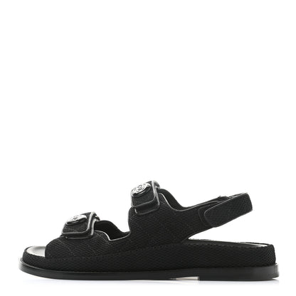 Chanel Fabric Velcro Dad Sandals 39.5 Black 1 of 9