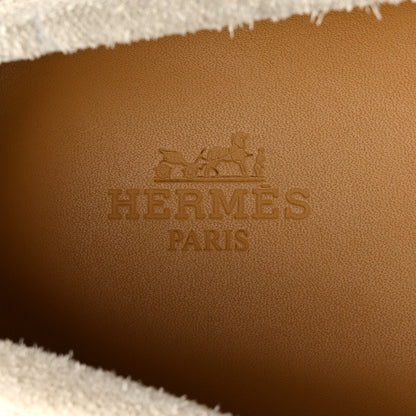 Hermes Suede Goatskin Mens Guillaume Loafers 43.5 Beige Argile 7 of 9