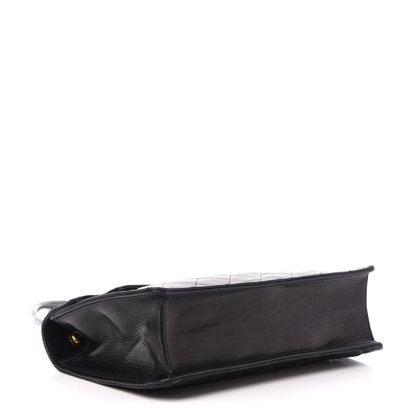 Lambskin Quilted Push Lock Flap Bag Black
