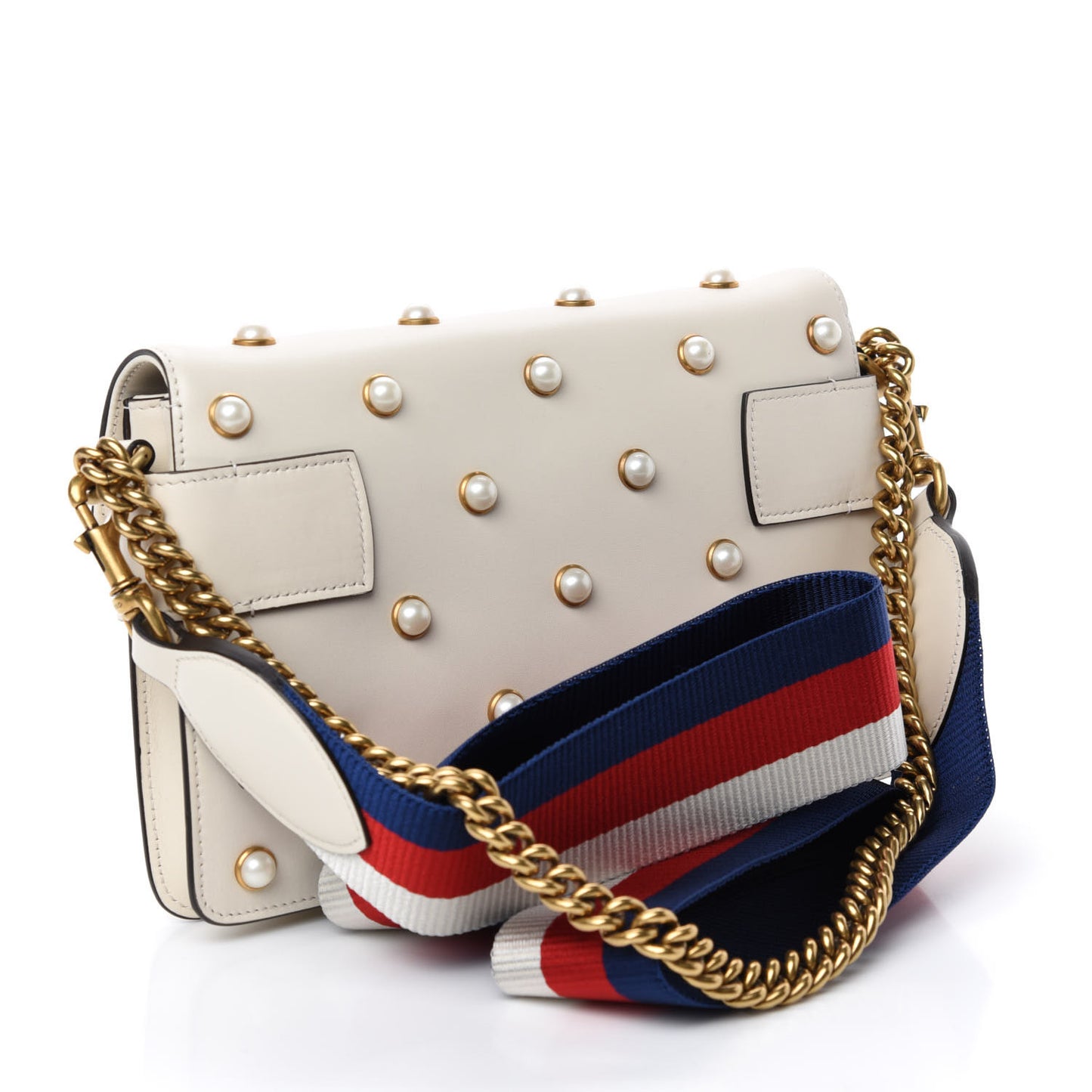 Nappa Pearl Studded Mini Queen Margaret Broadway Shoulder Bag Mystic White