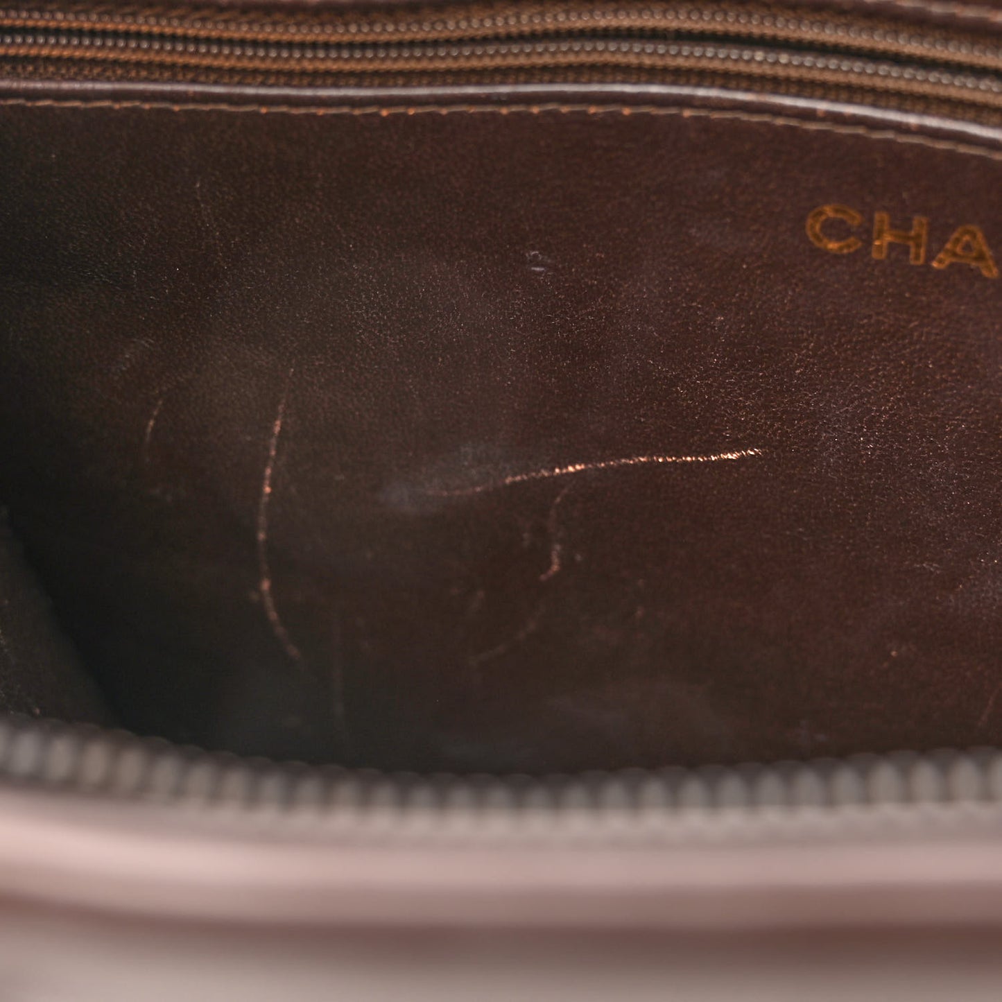 Lambskin CC Top Handle Bag Dark Brown