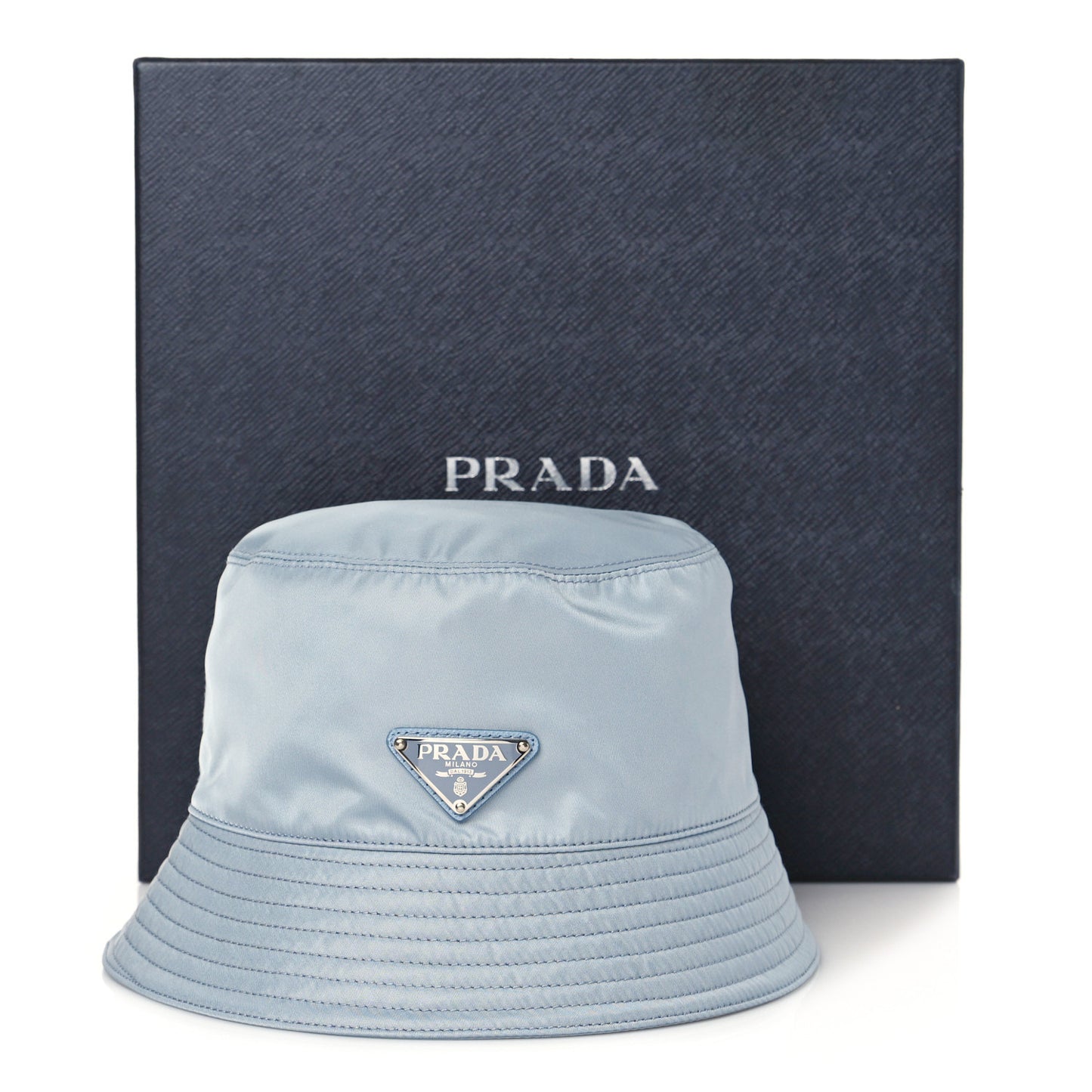 Re-Nylon Metal Triangle Logo Womens Bucket Hat M Fiordaliso