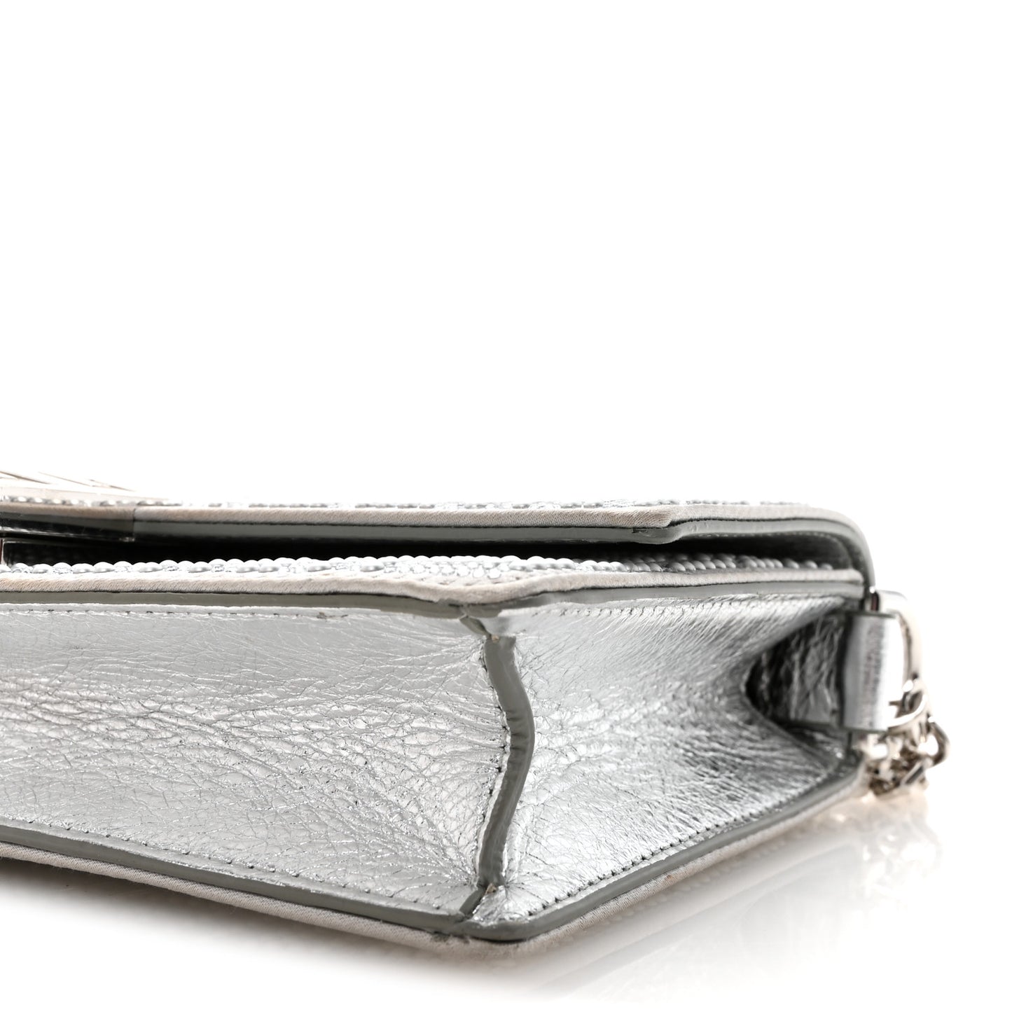 Metallic Studded Calfskin 4G Small 4G Crossbody Silver