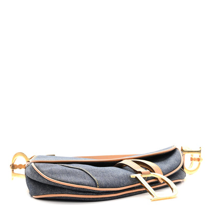 Christian Dior Denim Calfskin Saddle Bag Blue 4 of 10