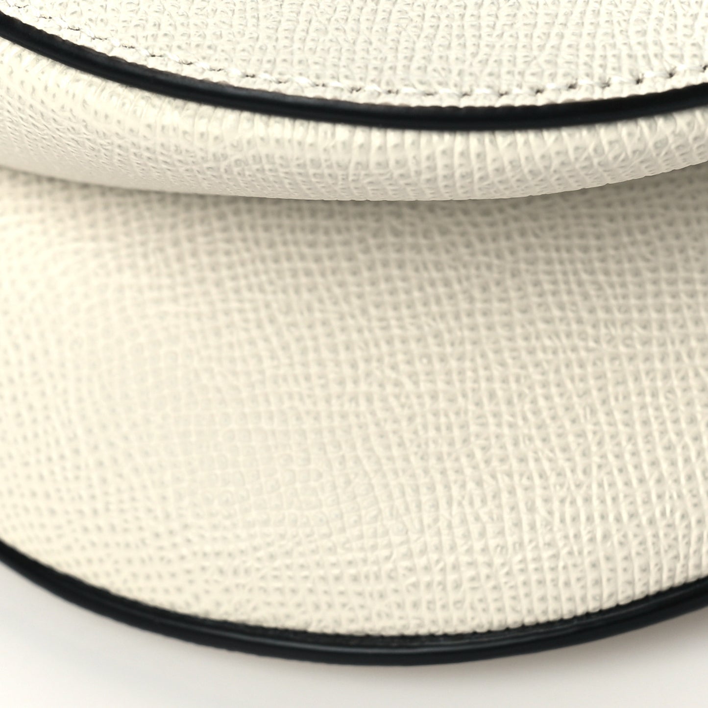 Grained Calfskin Mini Saddle Bag White