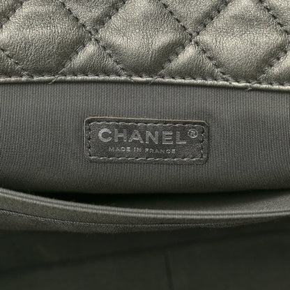 Chanel Metallic Calfskin Quilted XXL Travel Flap Bag Dark Silver 6 of 10