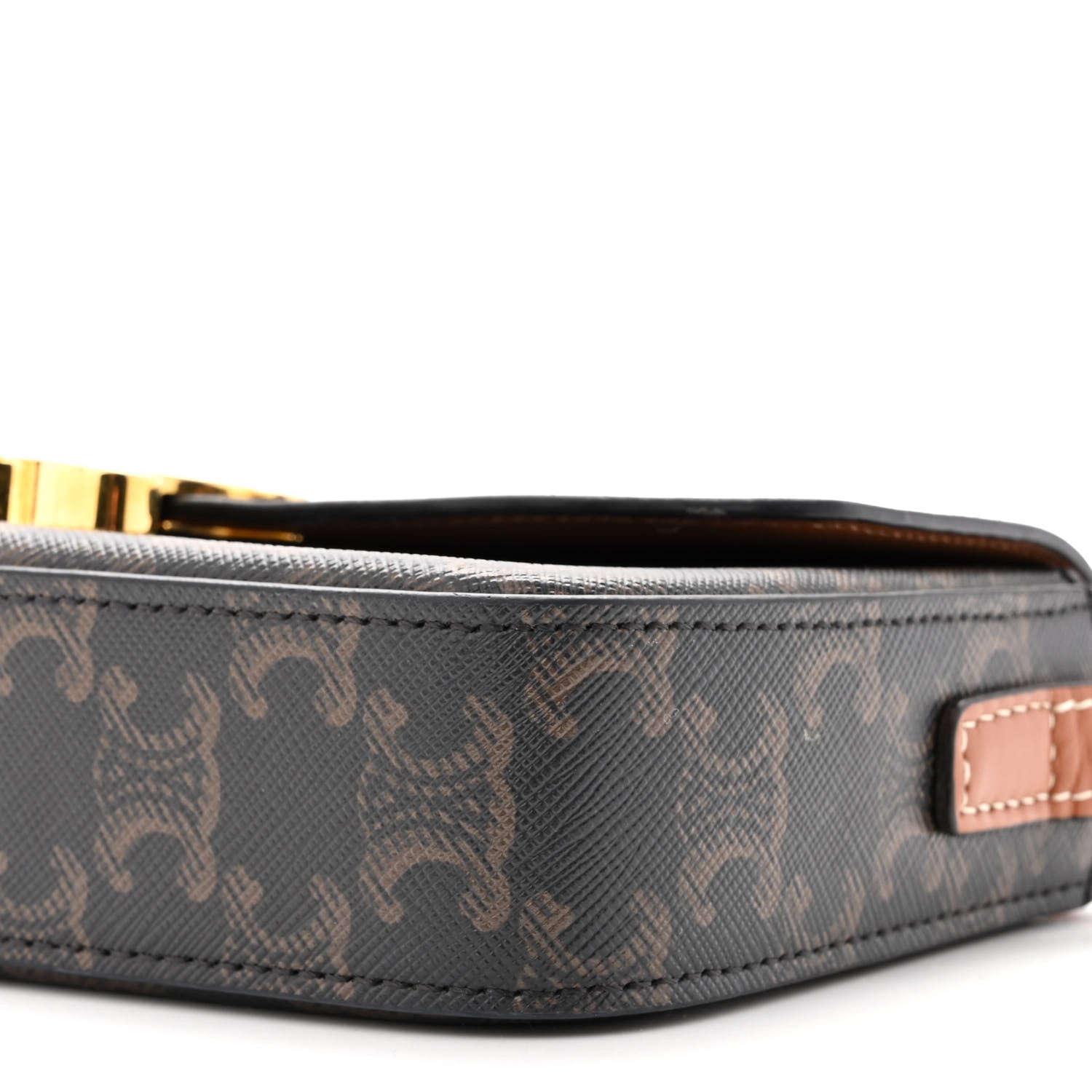 Celine Canvas Calfskin Triomphe Shoulder Bag Tan 9 of 9