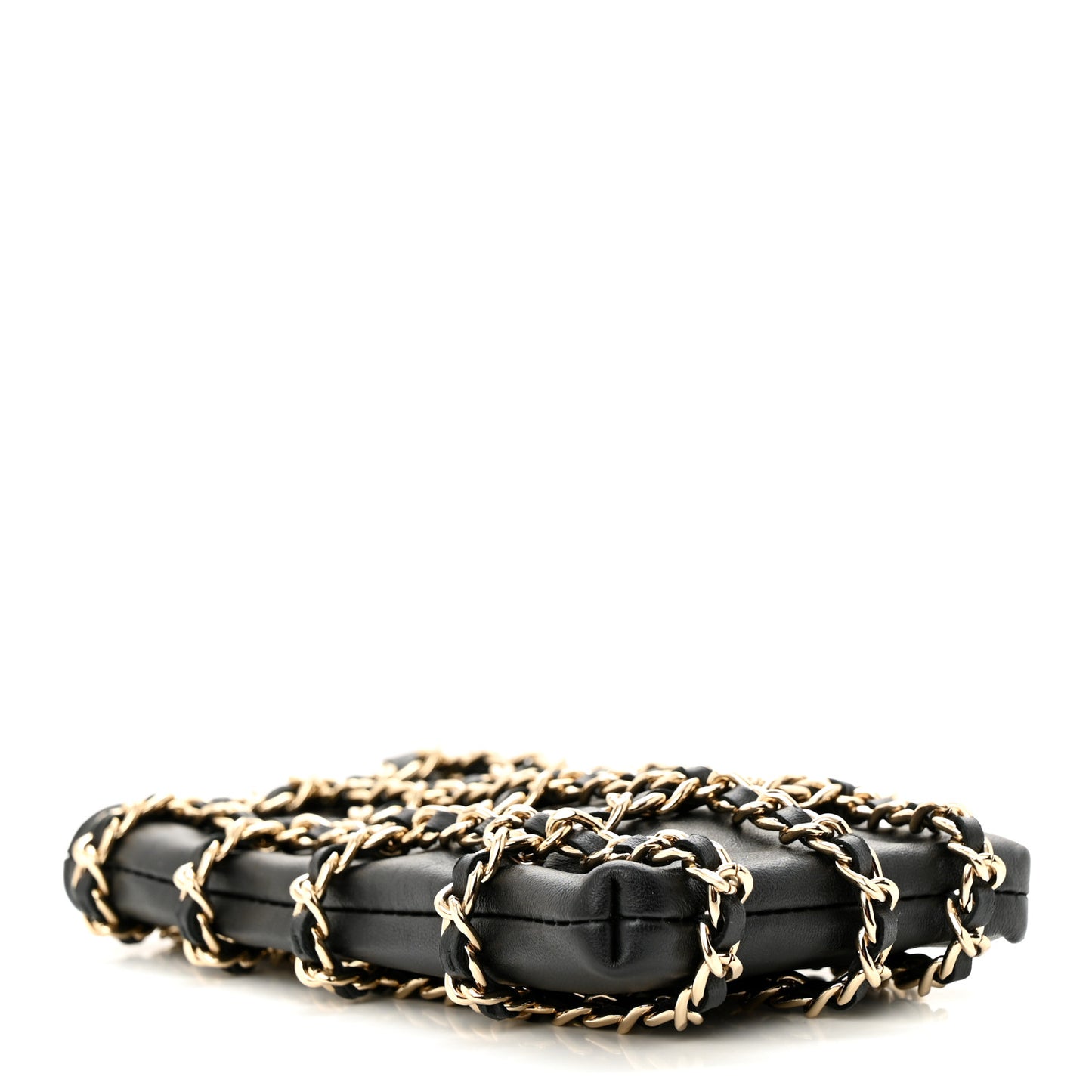 Lambskin Tech Me Out Clutch With Chain Black