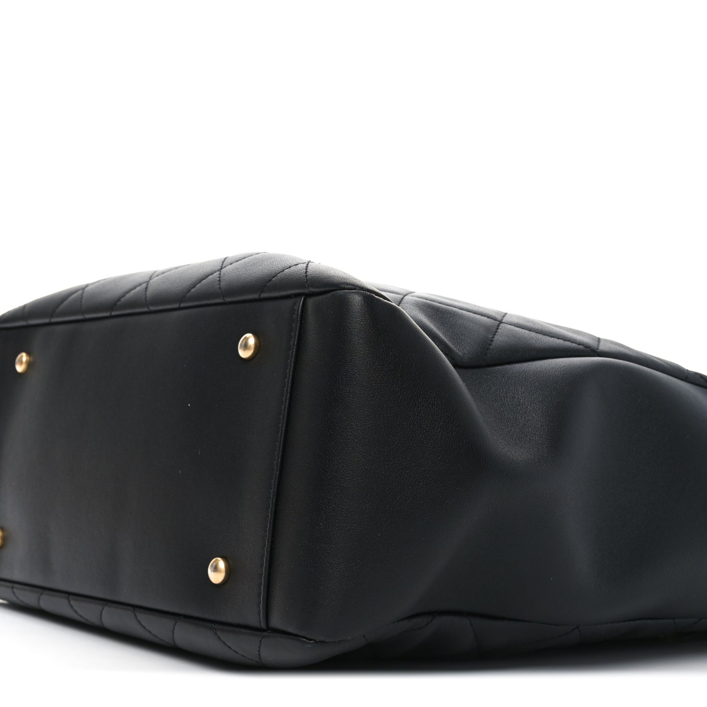 Lambskin Quilted Shopping Tote  Black