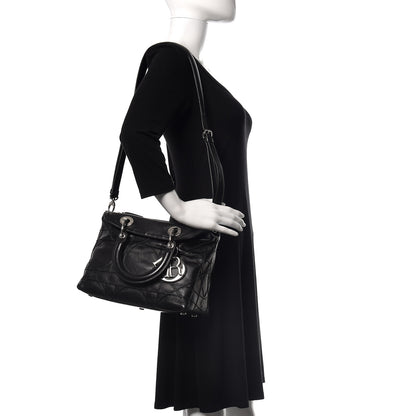 Christian Dior Lambskin Cannage Medium Granville Tote Black 3 of 20