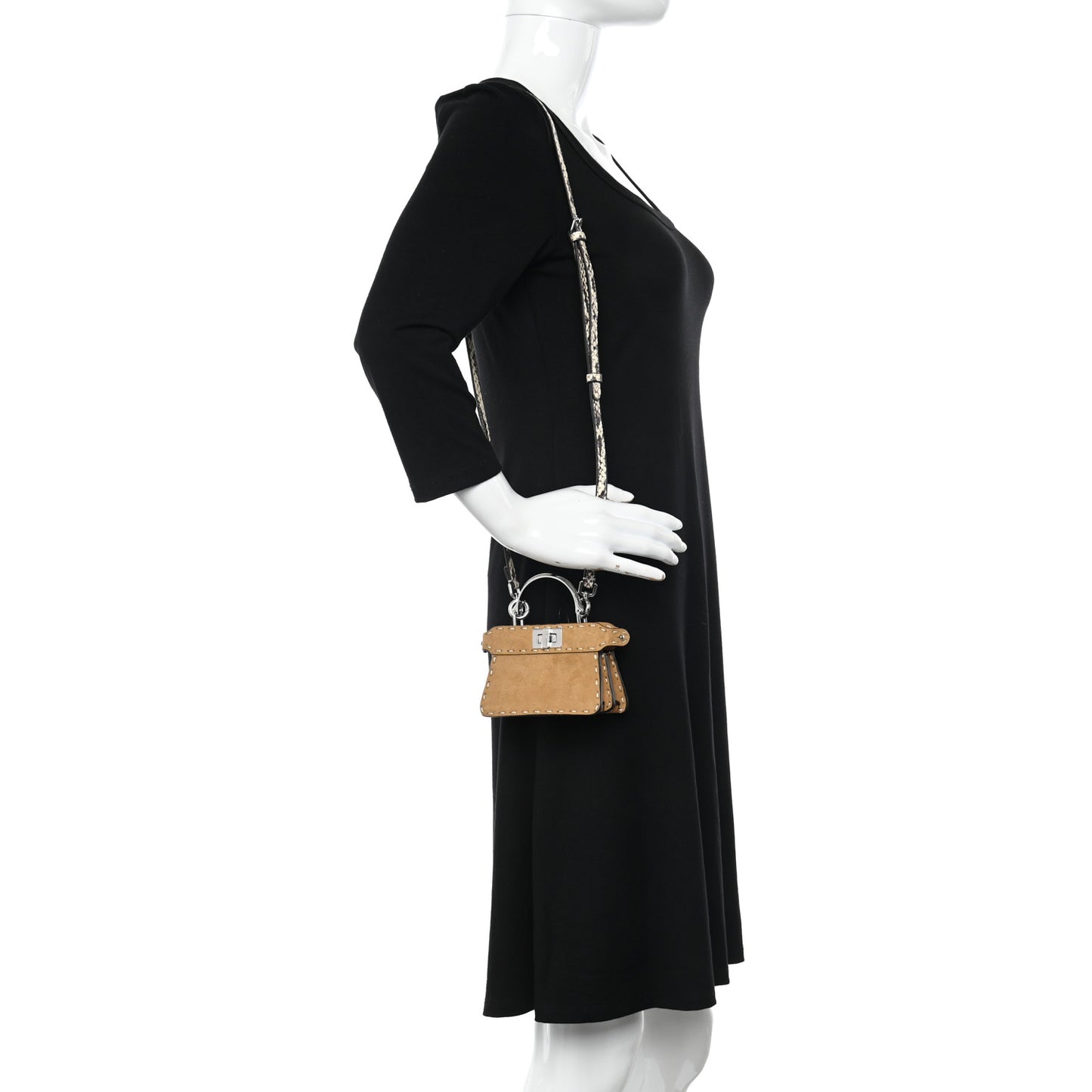Goatskin Suede Snakeskin Nano Peekaboo Maxi Handle Satchel Radica Daisy Roccia