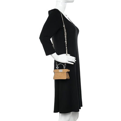 Fendi Goatskin Suede Snakeskin Nano Peekaboo Maxi Handle Satchel Radica Daisy Roccia 2 of 11
