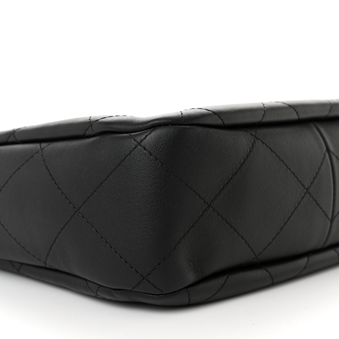 Calfskin Quilted Framing Chain Hobo Black