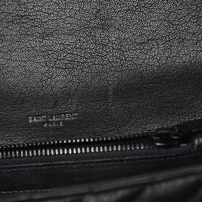 Saint Laurent Sheepskin Matelasse Chevron Monogram Monochrome Medium College Bag Black 12 of 14