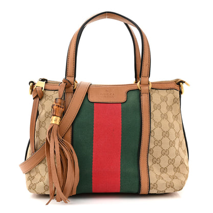 Gucci Monogram Web Rania Top Handle Bag Natural 1 of 21