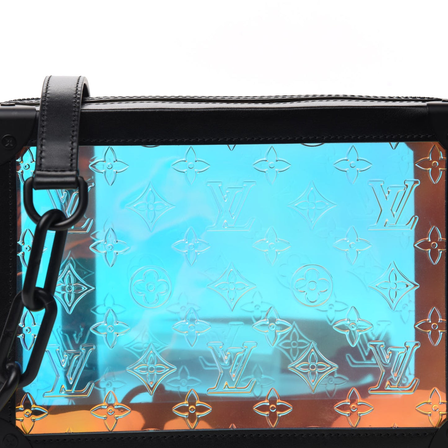 Calfskin PVC Monogram Solar Ray Soft Trunk Iridescent Prism Black