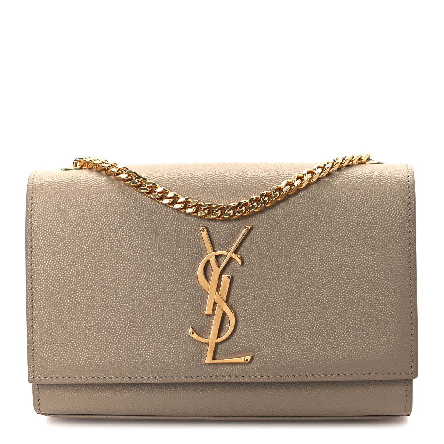 Saint Laurent Grain De Poudre Small Monogram Kate Satchel Dark Beige 1 of 11