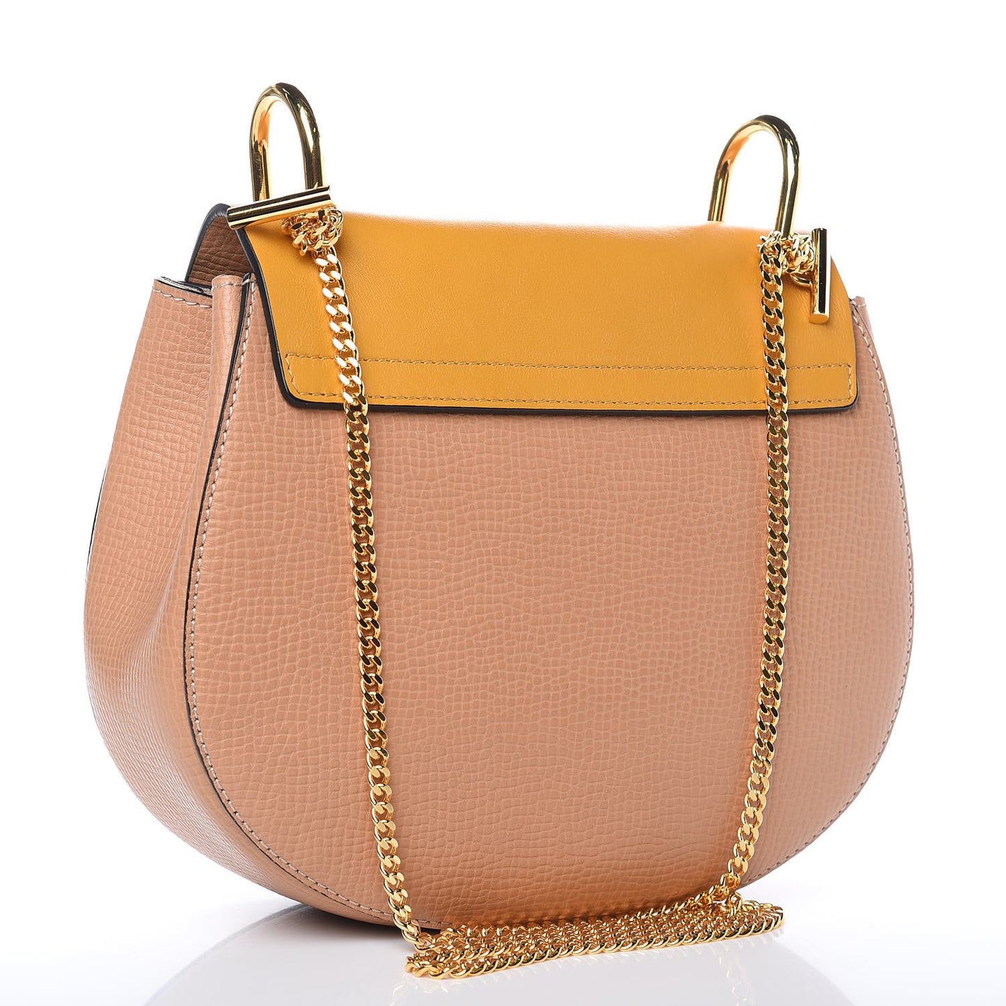Grained Calfskin Lambskin Bi-Color Drew Shoulder Bag Wet Sand Sunflower