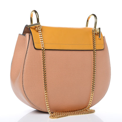 Chloe Grained Calfskin Lambskin Bi-Color Drew Shoulder Bag Wet Sand Sunflower 3 of 10