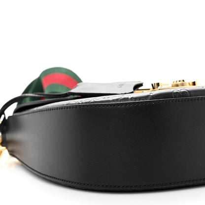 Gucci Guccissima Web Medium Padlock Messenger Shoulder Bag Black 9 of 11