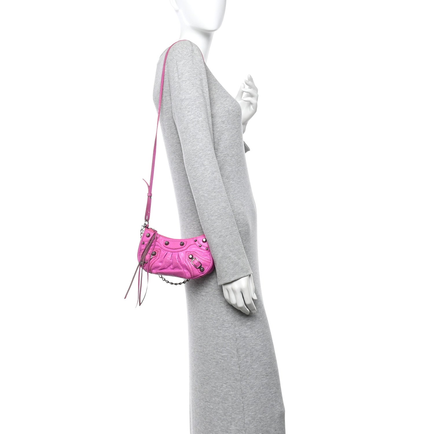 Balenciaga Agneau Arena Le Cagole Mini Purse With Chain Lipstick
