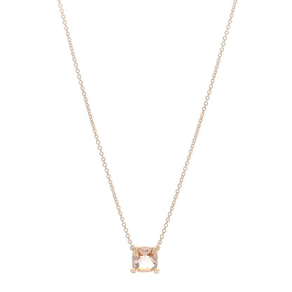 David Yurman 18K Rose Gold Diamond Morganite 7mm Petite Chatelaine Pendant Necklace 1 of 4