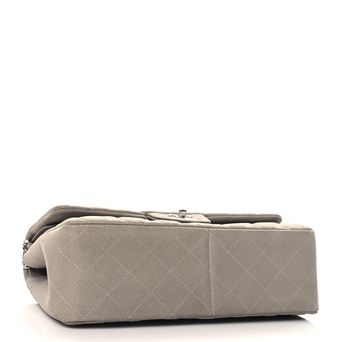 Iridescent Caviar Quilted Jumbo Double Flap Grey