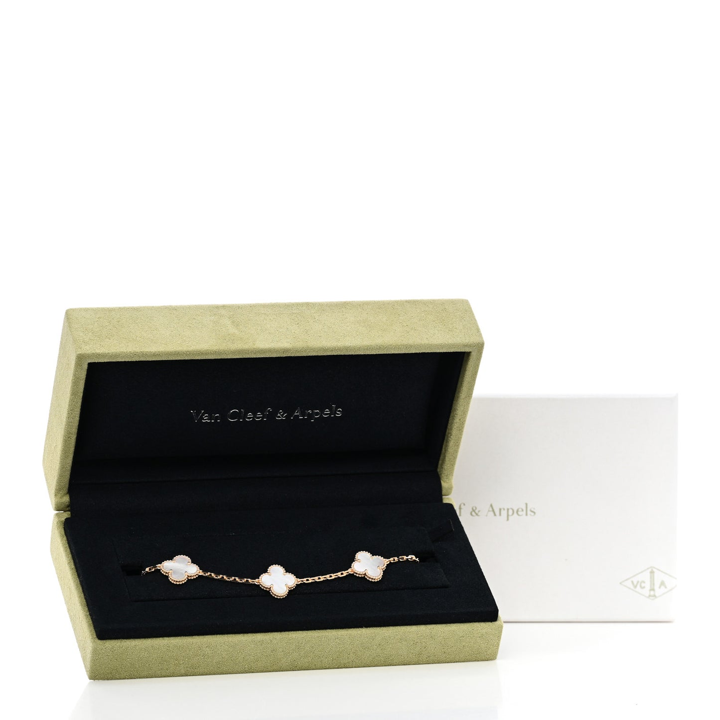 18K Yellow Gold Mother of Pearl 5 Motifs Vintage Alhambra Bracelet