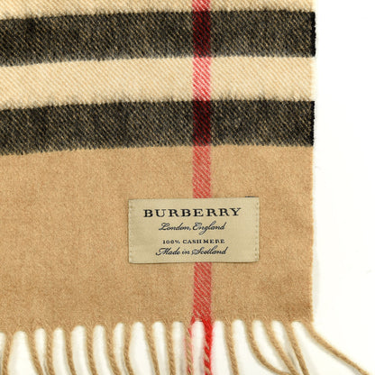 Burberry Cashmere Giant Check Fringe Scarf Archive Beige 3 of 4