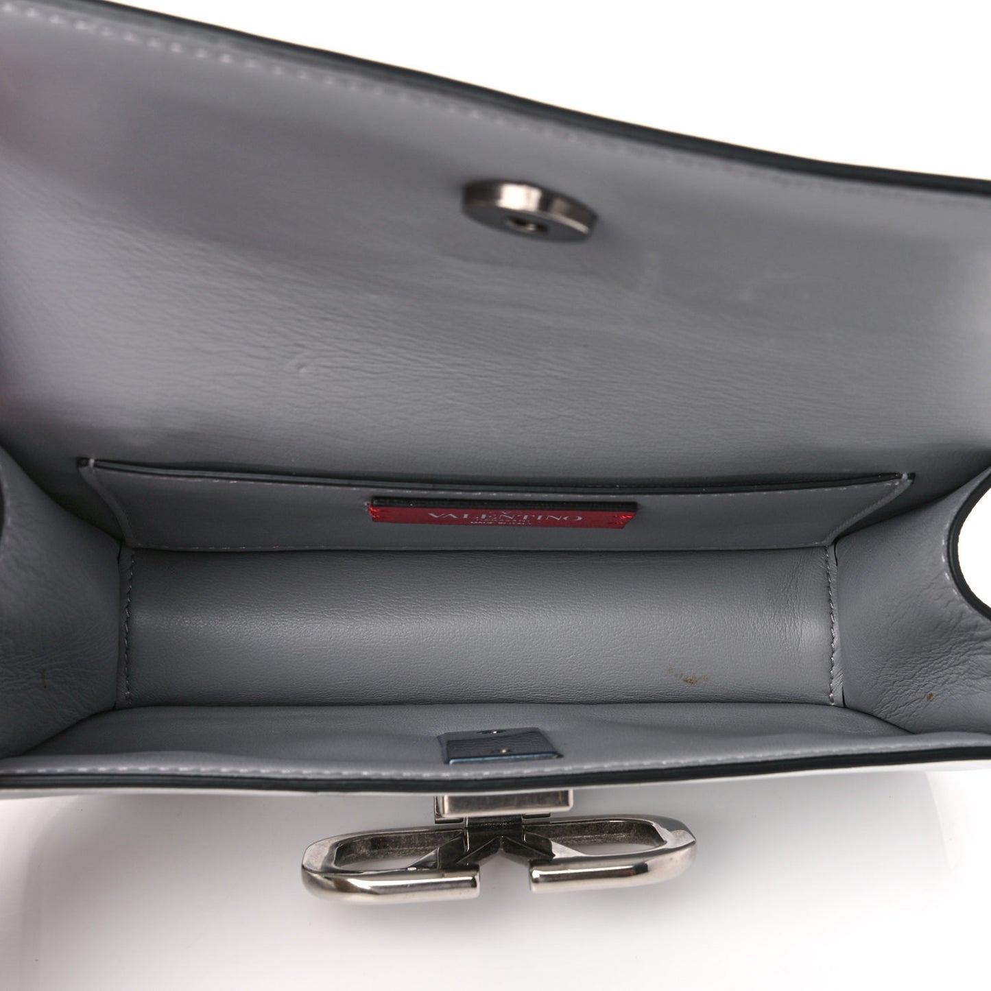 Metallic Calfskin VSling Belt Bag Silver