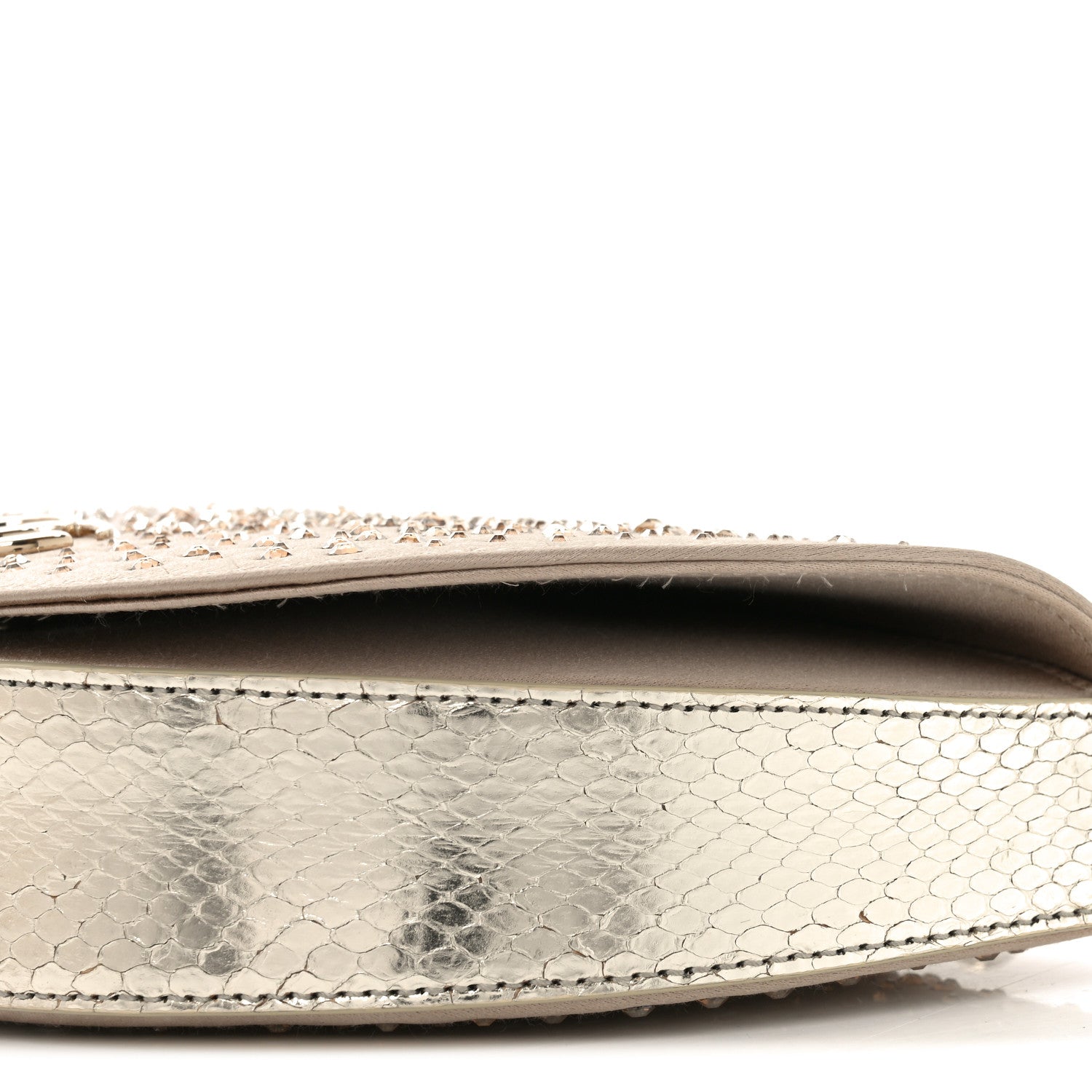 Gucci Satin Crystal Half Moon Chain Shoulder Bag Beige 10 of 11