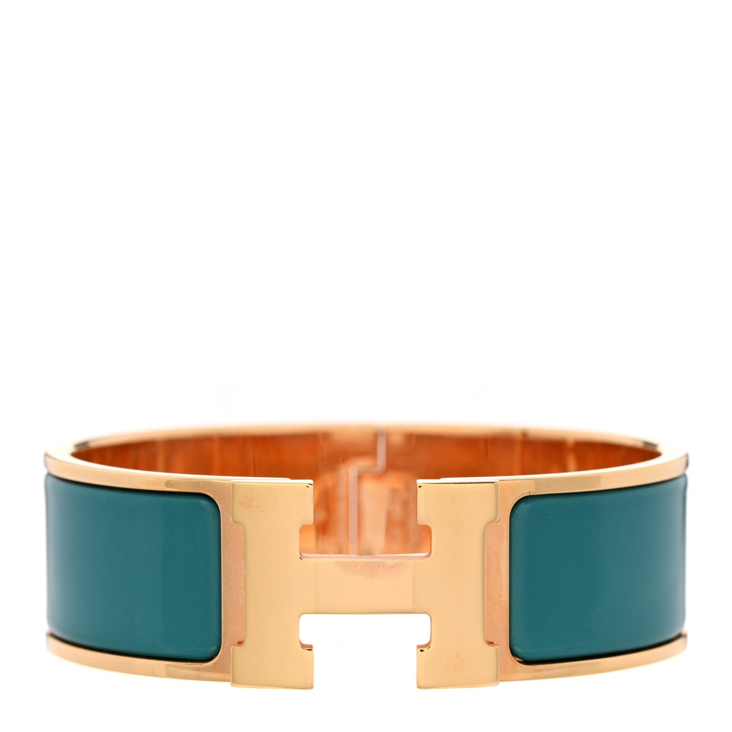 Hermes Enamel Wide Clic Clac H Bracelet PM Malachite 1 of 7