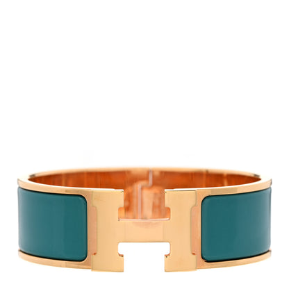 Hermes Enamel Wide Clic Clac H Bracelet PM Malachite 1 of 7