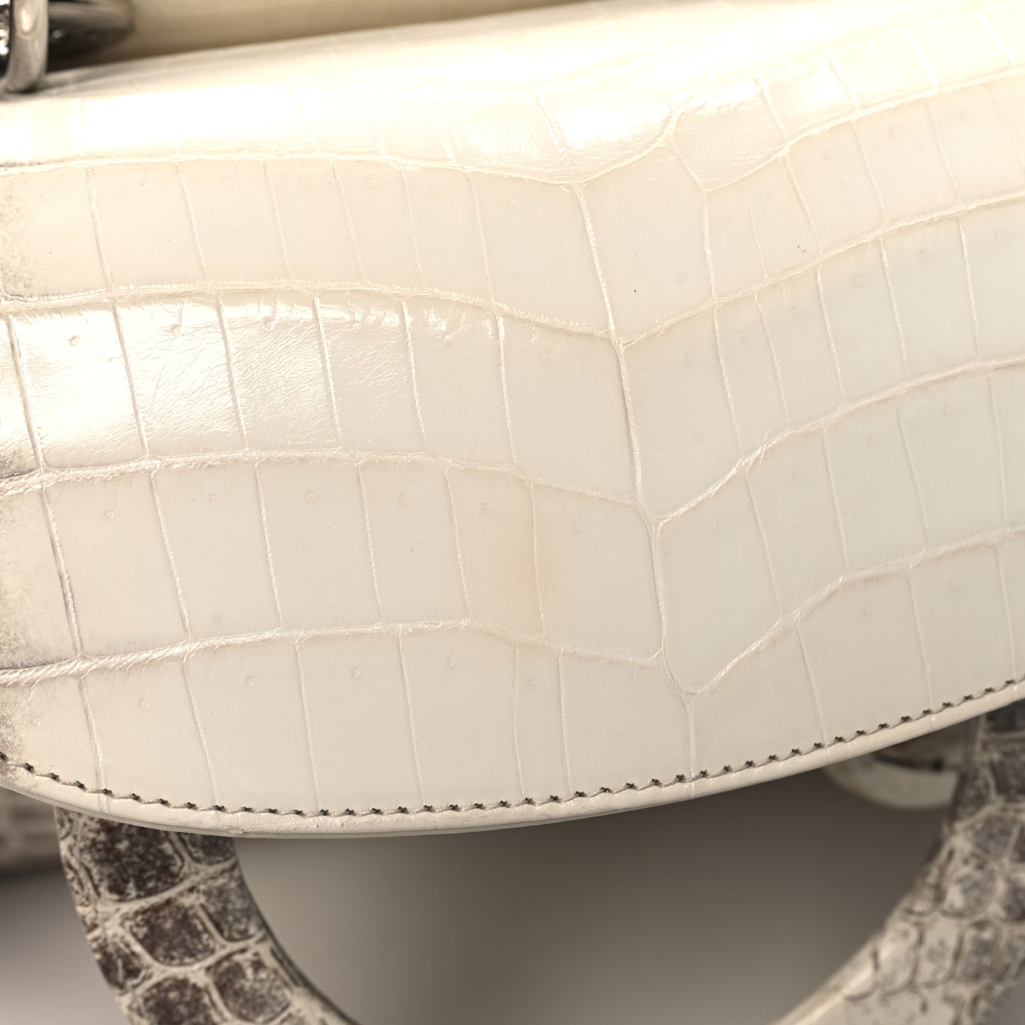 Niloticus Crocodile Himalaya Medium Lady Dior White