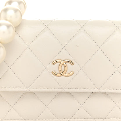Chanel Calfskin Quilted Maxi Pearls Clutch With Chain White 9 of 13